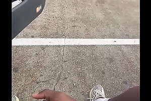 Jacking off in public parking lot to get caught  (I got caught lol)