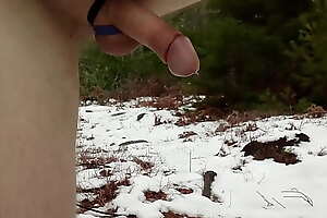 winter hike bottomless with nail in cock!