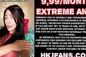 HKJFANS Extreme huge dildo from MrHankey destroy Hotkinkyjo anal hole until she prolapse