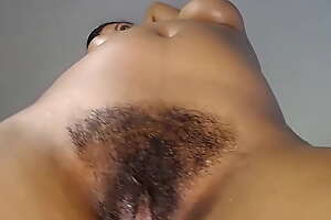 Black hairy pussy close up