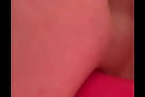 Trap fucking her hole with a huge dildo