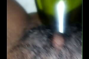 Dirtyneo masturnates with a wine bottle  Cum collected in the bottle  Hairy pussy  Horny slut 