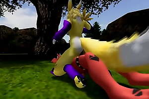 Renamon and Guilmon are playing a new game by BlackHeart Studios