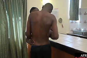 Nubian twink barebacked from behind after giving handjob