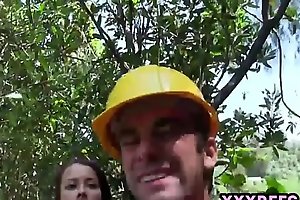 Teen chicks saving the trees via fucking the woodcutter