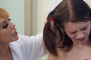 Stepmom Cherie Deville gagging on her Stepson's porn video  fat dick