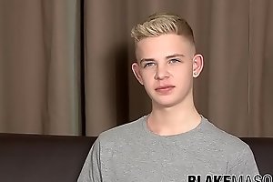 Twink blond Alex Silvers interview and masturbation cumshot
