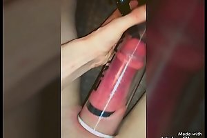 teenage boy and his big dick after using a pump