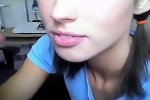 Sexy brunette playing with dildo on webcam  - watch live at porn video foxycams online