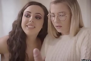 Watch these playful teen best friends Carolina Sweets and Whitney Wright  as they share and fuck with Carolinas stepbrother Lucas Frost 