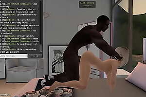 Cheating Wife fucking his black friend while husband doesn't know in Second life
