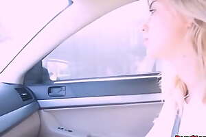 Young hot blonde stepsister Haley Reed banged by stepbrother in his car