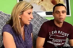 Amazing mature blondes fuck a black guy on the couch